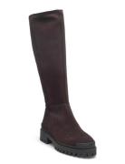 Boots - Flat Korkeavartiset Saapikkaat Brown ANGULUS