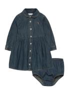 Shirred Denim Shirtdress & Bloomer Dresses & Skirts Dresses Casual Dre...
