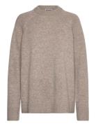 Relaxed Knitted Wool Sweater Tops Knitwear Jumpers Beige Weekday