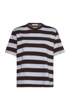 Striped Short-Sleeved T-Shirt Tops T-shirts & Tops Short-sleeved Brown...