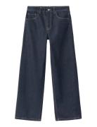 Mid-Rise Rinse-Wash Barrel Jeans Bottoms Jeans Wide Blue Mango