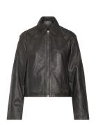 Lapels Leather Jacket Nahkatakki Black Mango