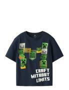 Nkmnels Minecraft Ss Nreg Top Box Bfu Tops T-shirts Short-sleeved Navy...