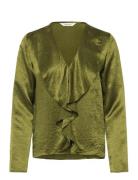 Slfselene Ls V-Neck Top Ex Tops Blouses Long-sleeved Green Selected