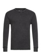 Long Sleeve Thermal Crew Tops Knitwear Round Necks Grey Hollister
