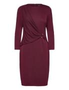 Jersey Three-Quarter-Sleeve Dress Polvipituinen Mekko Burgundy Lauren ...