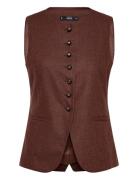 Wool-Blend Gilet With Buttons Vests Knitted Vests Brown Mango