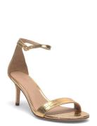 Allie Mid-Heel Metallic Embossed Sandal Korolliset Sandaalit Gold Laur...
