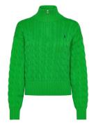 Cable-Knit Cotton Quarter-Zip Sweater Tops Knitwear Jumpers Green Polo...