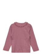 T-Shirt Ls Pointelle Tops T-shirts Long-sleeved T-shirts Pink En Fant
