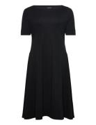 Rib-Knit Stretch Cotton Midi Dress Polvipituinen Mekko Black Lauren Wo...