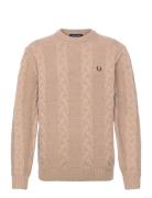 Chunky Cable Knit Jmpr Tops Knitwear Round Necks Beige Fred Perry