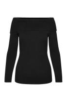 Olmkatia Ls Off Shoulder Knt Tops T-shirts Long-sleeved T-shirts Black...