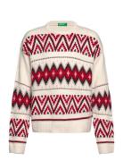 Sweater L/S Tops Knitwear Pullovers White United Colors Of Benetton