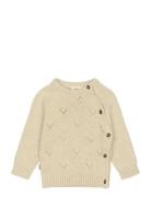 Ppdaqa Fold Over Knit Tops Knitwear Cardigans Beige Petit Piao