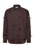 Sljoa Bow Shirt Tops Shirts Long-sleeved Brown Soaked In Luxury