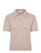 Rena Polo Knit Blouse Tops Knitwear Jumpers Beige A-View