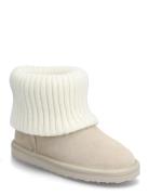Leather Ankle Boots With Knitted Detail Talvisaappaat Beige Mango