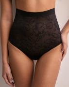 Bye Bra - Musta - Lacy High Waist Shaping Thong