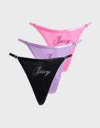 Juicy Couture - Lila - Microfiber Script Juicy Heart T-Bar Thong Multi...