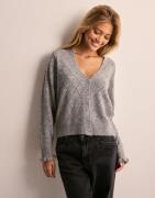 JDY - Harmaa - Jdyletty L/S V-Neck Struc Cardi Knt