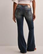 True Religion - Sininen - Nelly Ultra Low Rise Joey Flare Big T