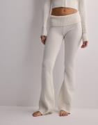 Nelly - Valkoinen - Tight Rib Knit Pants