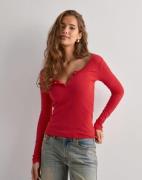 Pieces - Punainen - Pckitte Ls Top Noos Bc