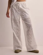 Pieces - Valkoinen - Pcwendy Mw Broderie Angalise Pant D