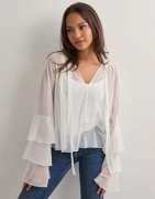 Nelly - Valkoinen - Frill Mesh Blouse