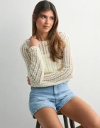 Pieces - Valkoinen - Pcsiri Ls Short Boatneck Knit Bc