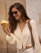 Nelly - Keltainen - Broidery Anglais Blouse