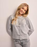 Nelly - Harmaa - Bow Knit Cardigan