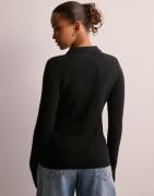 OBJECT - Musta - Objthess Thin Ls Knit Polo Shirt E
