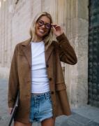 Only - Ruskea - Onltulip Faux Suede Blazer Coat Otw