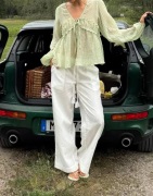 Nelly - Valkoinen - Pull On Tassel Linen Pants