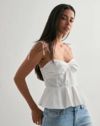 Vero Moda - Valkoinen - Vmasha Sl Short Top Wvn Exp SB2 Ga