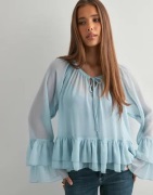 Vero Moda - Sininen - Vmcamille Ls Frill Top Wvn Exp