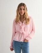Vero Moda - Vaaleanpunainen - Vmdora L/S Frill Pleat Top Wvn Exp