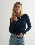 Vero Moda - Sininen - Vmgold Pointelle Ls Deepback Pullov