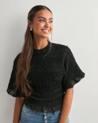 Nelly - Musta - Frill Turtleneck Blouse