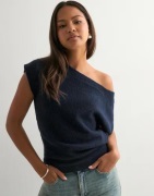 Nelly - Sininen - Wide Neck Knit Top