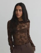 Nelly - Ruskea - Rose Lace Blouse Top