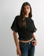 Nelly - Musta - Frill Turtleneck Blouse