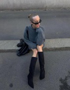 Nelly - Musta - Stiletto Under Knee Soft Boot