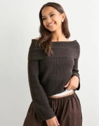 Vero Moda - Ruskea - Vmaries Ls Offshoulder Pullover Bf