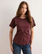 Only - Ruskea - Onlmarie Life S/S Ruching Top Jrs N