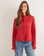 Pieces - Punainen - Pcjasmijn Ls O-Neck Knit Caridgan B