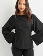 Nelly - Musta - Volume Sleeve Blouse