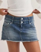 Nelly - Sininen - Mini Double Waist Jeans Skirt